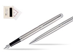Waterman Hémisphère Stainless Steel CT Fountain pen + Hémisphère Stainless Steel CT Ballpoint pen in gift box in Gift Box "Pure Love"