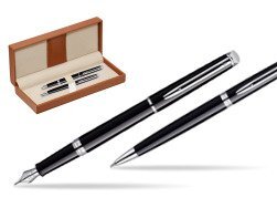 Waterman Hémisphère Black CT Fountain pen + Waterman Hémisphère Black CT Ballpoint Pen  in classic box brown