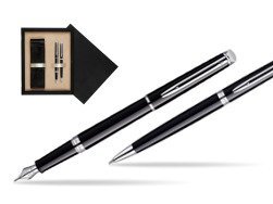 Waterman Hémisphère Black CT Fountain pen + Waterman Hémisphère Black CT Ballpoint Pen  double wooden box Black Double Ecru