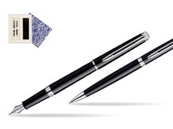 Waterman Hémisphère Black CT Fountain pen + Waterman Hémisphère Black CT Ballpoint Pen in Universal Gift Box Crystal Blue