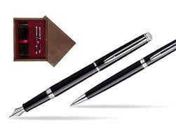 Waterman Hémisphère Black CT Fountain pen + Waterman Hémisphère Black CT Ballpoint Pen in double wooden box Wenge Double Maroon