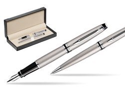 Waterman Expert Stainless Steel CT Fountain pen + Waterman Expert Stainless Steel CT Ballpoint Pen  in classic box  black