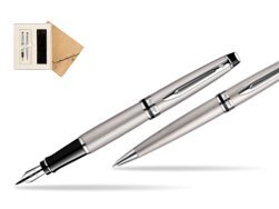 Waterman Expert Stainless Steel CT Fountain pen + Waterman Expert Stainless Steel CT Ballpoint Pen in Standard 2 Gift Box