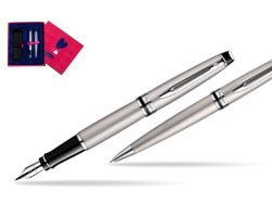 Waterman Expert Stainless Steel CT Fountain pen + Waterman Expert Stainless Steel CT Ballpoint Pen in Love Box