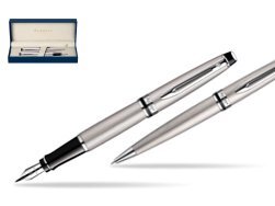 Waterman Expert Stainless Steel CT Fountain pen + Waterman Expert Stainless Steel CT Ballpoint Pen