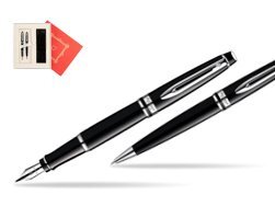 Waterman Expert Black CT Fountain Pen + Waterman Expert Black CT Ballpoint Pen in Gift Box "Red Love"