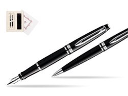 Waterman Expert Black CT Fountain Pen + Waterman Expert Black CT Ballpoint Pen in Gift Box "Pure Love"