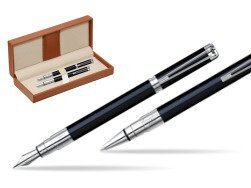Waterman Perspective Black CT Fountain pen + Waterman Perspective Black CT Ballpoint Pen  in classic box brown