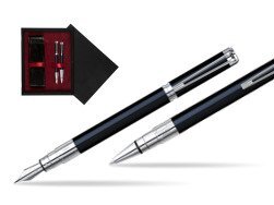 Waterman Perspective Black CT Fountain pen + Waterman Perspective Black CT Ballpoint Pen  double wooden box Black Double Maroon