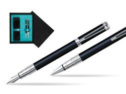 Waterman Perspective Black CT Fountain pen + Waterman Perspective Black CT Ballpoint Pen  double wooden box Black Double Turquoise
