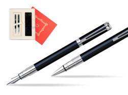 Waterman Perspective Black CT Fountain pen + Waterman Perspective Black CT Ballpoint Pen in Gift Box "Red Love"