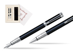 Waterman Perspective Black CT Fountain pen + Waterman Perspective Black CT Ballpoint Pen in Gift Box "Pure Love"