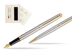 Waterman Hémisphère Stainless Steel GT Fountain pen + Waterman Hémisphère Stainless Steel GT Ballpoint Pen in Wedding Gift Box
