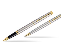 Waterman Hémisphère Stainless Steel GT Fountain pen + Waterman Hémisphère Stainless Steel GT Ballpoint Pen