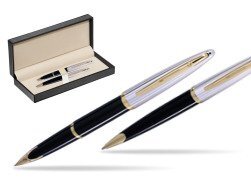 Waterman Carène Deluxe Black GT Fountain pen + Waterman Carène Deluxe Black GT Ballpoint Pen  in classic box  pure black