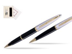 Waterman Carène Deluxe Black GT Fountain pen + Waterman Carène Deluxe Black GT Ballpoint Pen in Gift Box "Pure Love"