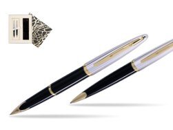 Waterman Carène Deluxe Black GT Fountain pen + Waterman Carène Deluxe Black GT Ballpoint Pen in Standard Gift Box