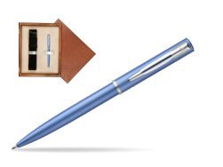 Waterman Allure blue CT Ballpoint Pen  in single wooden box  Mahogany Single Ecru