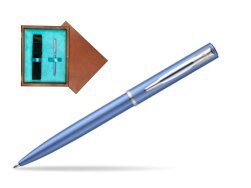 Waterman Allure blue CT Ballpoint Pen  in single wooden box  Mahogany Single Turquoise 