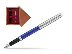 Waterman Hemisphere 2018 Deluxe Blue Wave CT Fountain Pen in single wooden box Mahogany Single Maroon