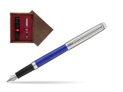 Waterman Hemisphere 2018 Deluxe Blue Wave CT Fountain Pen in single wooden box  Wenge Single Maroon
