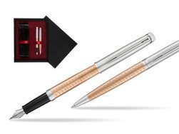 Waterman Fountain Pen + Ballpoint Pen 2018 Deluxe Rose Wave CT  double wooden box Black Double Maroon