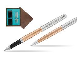 Waterman Fountain Pen + Ballpoint Pen 2018 Deluxe Rose Wave CT in double wooden box Wenge Double Turquoise 
