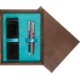 Double Wooden Box Wenge Turquoise Double Wooden Box Wenge Turquoise