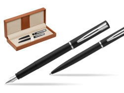 Waterman Fountain Pen + Ballpoint Pen Allure black CT  in classic box brown
