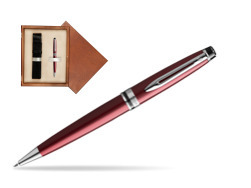 Waterman Ballpoint Pen Expert Dark Red CT in single wooden box  Mahogany Single Ecru