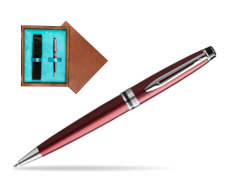 Waterman Ballpoint Pen Expert Dark Red CT in single wooden box  Mahogany Single Turquoise 