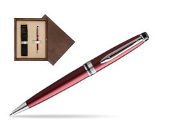 Waterman Ballpoint Pen Expert Dark Red CT in single wooden box  Wenge Single Ecru