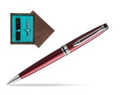 Waterman Ballpoint Pen Expert Dark Red CT in single wooden box  Wenge Single Turquoise 