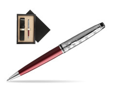 Waterman Ballpoint Expert DeLuxe Dark Red CT  single wooden box  Black Single Ecru