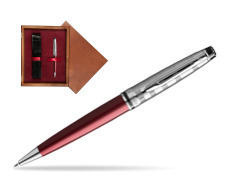 Waterman Ballpoint Expert DeLuxe Dark Red CT in single wooden box Mahogany Single Maroon