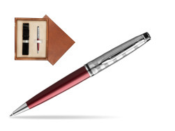 Waterman Ballpoint Expert DeLuxe Dark Red CT in single wooden box  Mahogany Single Ecru