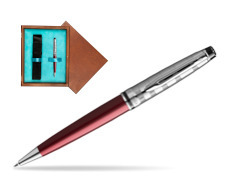 Waterman Ballpoint Expert DeLuxe Dark Red CT in single wooden box  Mahogany Single Turquoise 