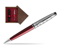 Waterman Ballpoint Expert DeLuxe Dark Red CT in single wooden box  Wenge Single Maroon