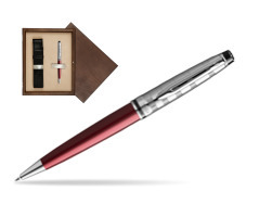 Waterman Ballpoint Expert DeLuxe Dark Red CT in single wooden box  Wenge Single Ecru