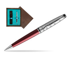 Waterman Ballpoint Expert DeLuxe Dark Red CT in single wooden box  Wenge Single Turquoise 