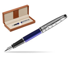 Waterman Fountain Pen Expert DeLuxe  Navy Blue CT  in classic box brown