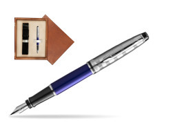Waterman Fountain Pen Expert DeLuxe  Navy Blue CT in single wooden box  Mahogany Single Ecru
