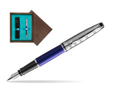 Waterman Fountain Pen Expert DeLuxe  Navy Blue CT in single wooden box  Wenge Single Turquoise 