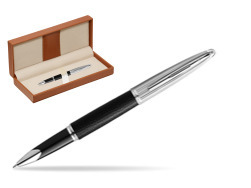 Waterman Rollerball Pen Carene Leather Black CT  in classic box brown