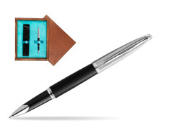 Waterman Rollerball Pen Carene Leather Black CT in single wooden box  Mahogany Single Turquoise 
