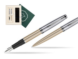 Waterman Embleme Metallic Glod CT Fountain Pen + Waterman Embleme Metallic Gold CT Ballpoint Pen in gift box in Gift Box "Science"