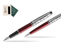 Waterman Expert DeLuxe Dark Red CT Fountain Pen + Waterman Expert DeLuxe Dark Red CT Ballpoint Pen in gift box in Gift Box "Science"