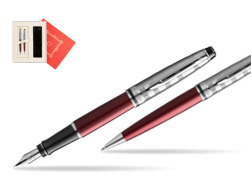 Waterman Expert DeLuxe Dark Red CT Fountain Pen + Waterman Expert DeLuxe Dark Red CT Ballpoint Pen in gift box in Gift Box "Red Love"