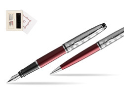 Waterman Expert DeLuxe Dark Red CT Fountain Pen + Waterman Expert DeLuxe Dark Red CT Ballpoint Pen in gift box in Gift Box "Pure Love"
