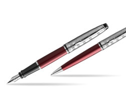 Waterman Expert DeLuxe Dark Red CT Fountain Pen + Waterman Expert DeLuxe Dark Red CT Ballpoint Pen in gift box